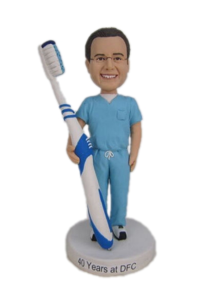 Custom Dentist cake toppers hygienist with toothbrush